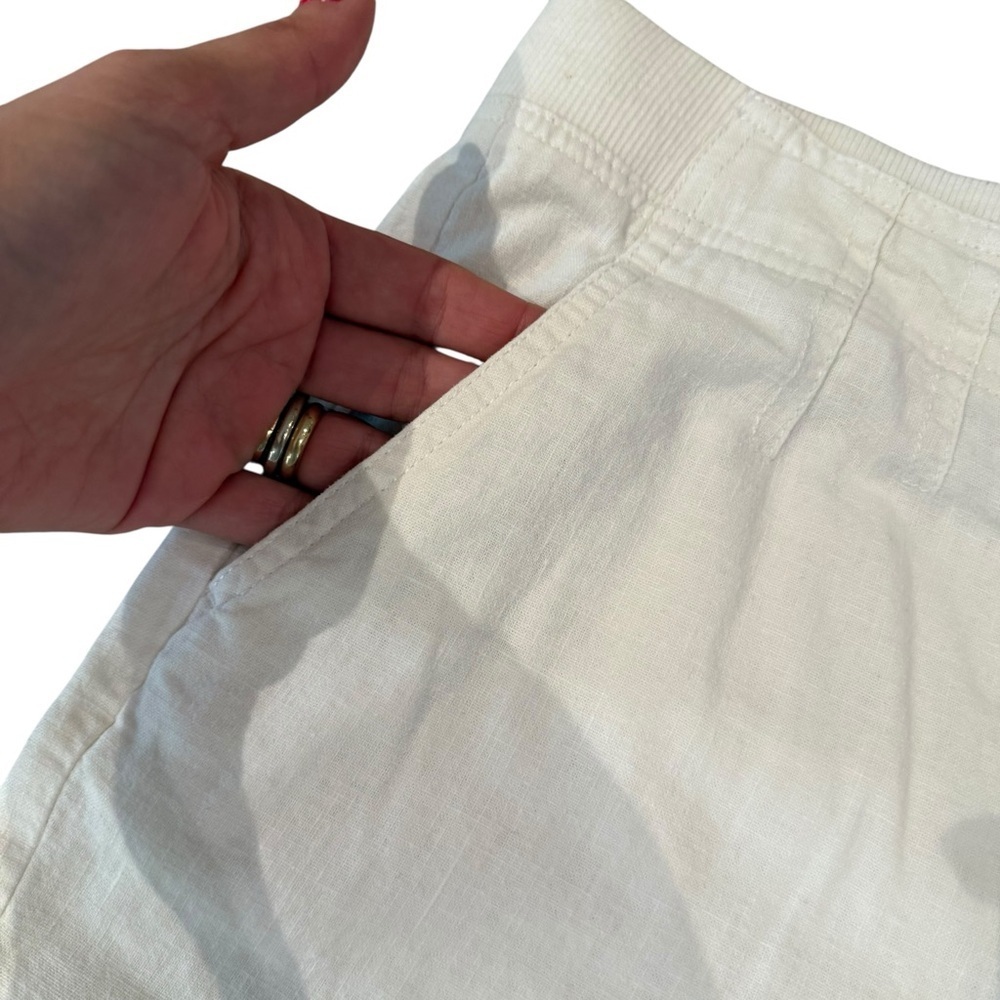 J Jill White Linen Blend Shorts Casual Style Size 10 - Picture 3 of 9